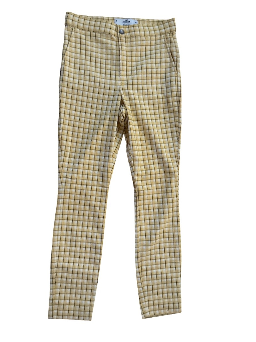 Hollister Yellow Plaid Slim Fit Chinos